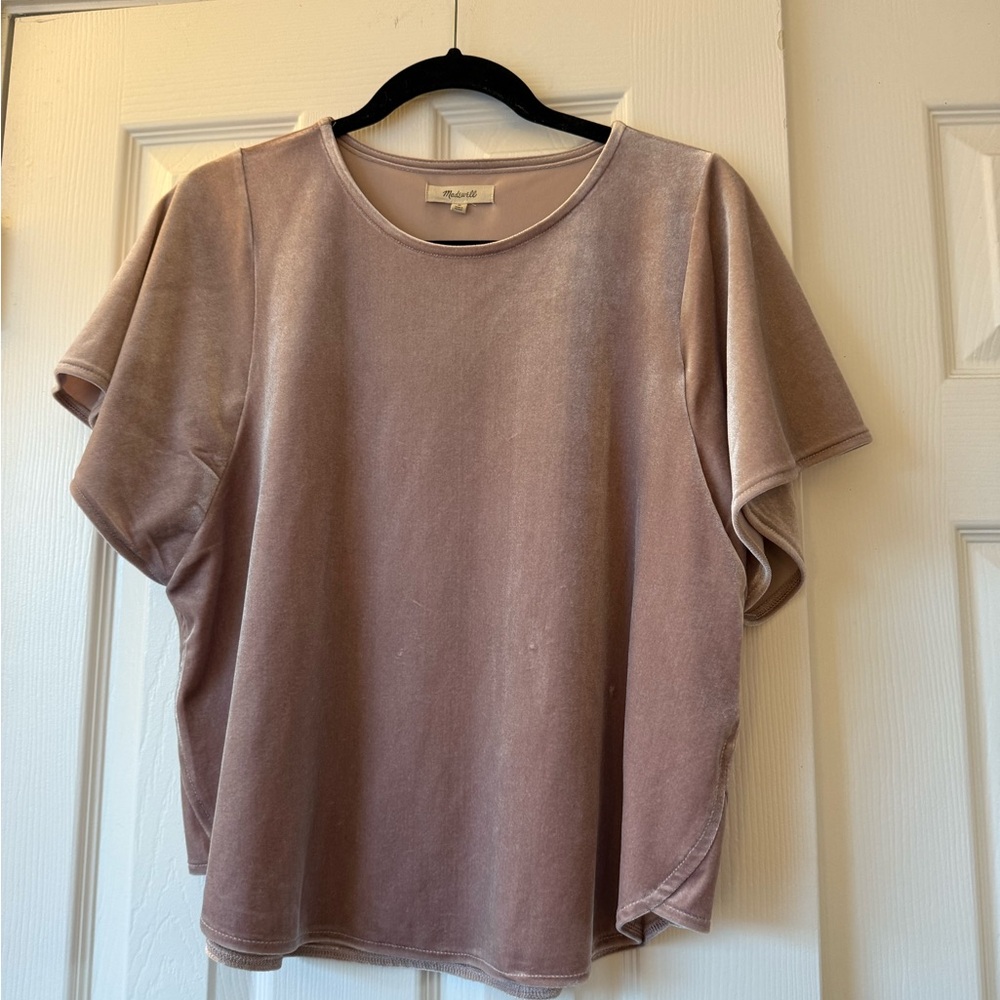 Madewell Pink Top with Flutter Sleeves